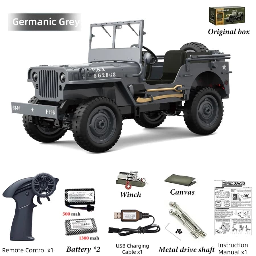 JJRC C8815 1:12 Willys Military Jeep 4WD RC Crawler - Climbing Vehicle 2.4GHz with LED Lights