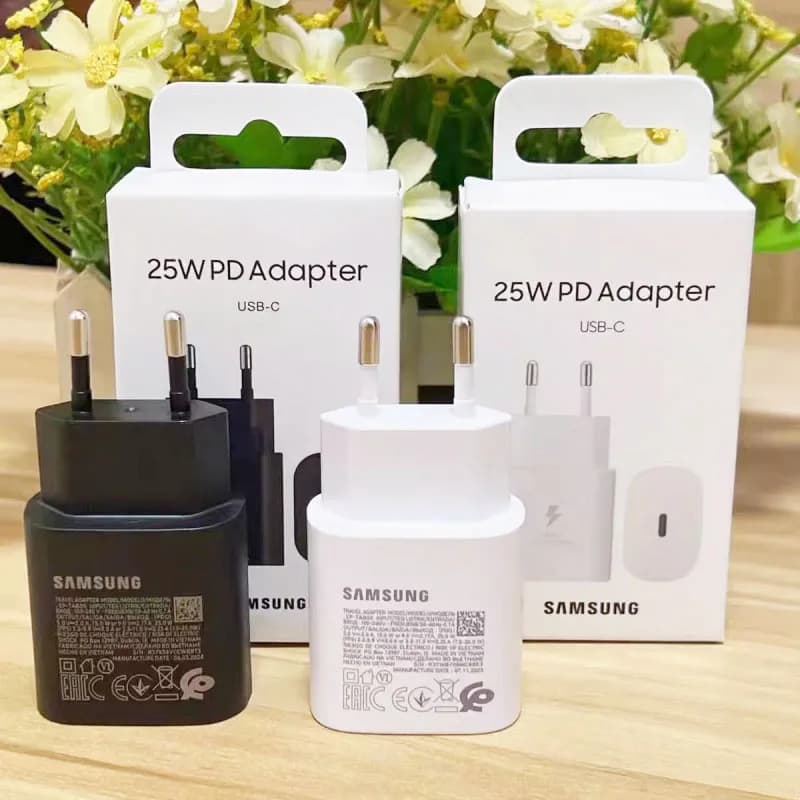Samsung 25W PD Caricatore Ricarica Super Veloce Per Galaxy S25 S24 S23 S22 Ultra Plus FE A16 A36 A17 F53 M55 A52 Adattatore Da Parete UE/USA