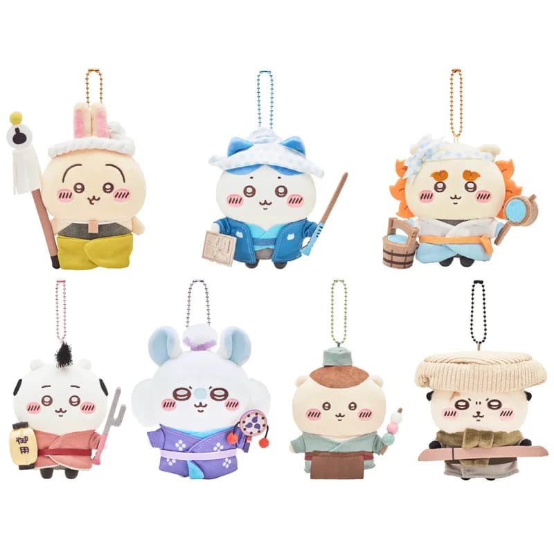 Chiikawa Hachiware Usagi Pendant Figure, Edo Samurai Style JiYi Doll, Nagoya Taiyaki Clerk Plush Ornament, Backpack Decor