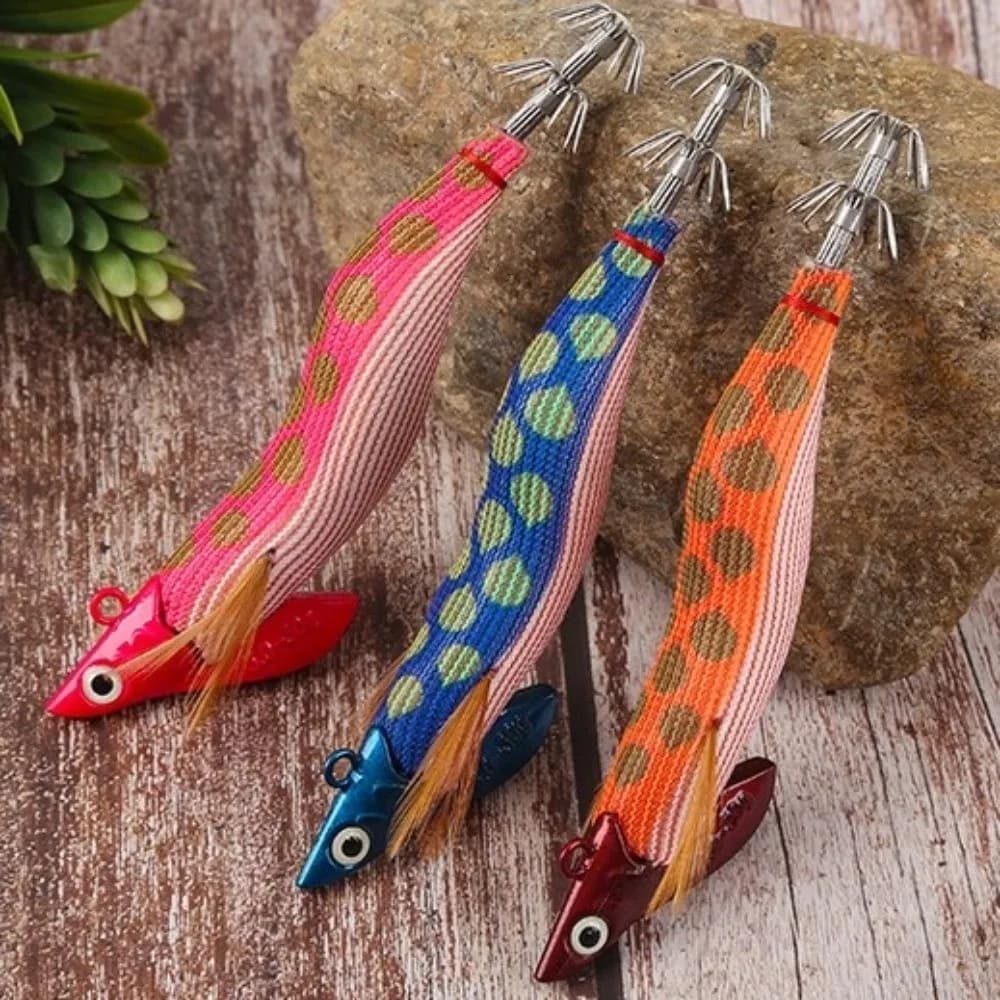 Esca Luminosa a Forma di Calamaro 30g, Esche Artificiali in Legno di Sicomoro, Forma di Seppia, Egi 3.0 con Amo, Affondamento Lento per Pesca Notturna