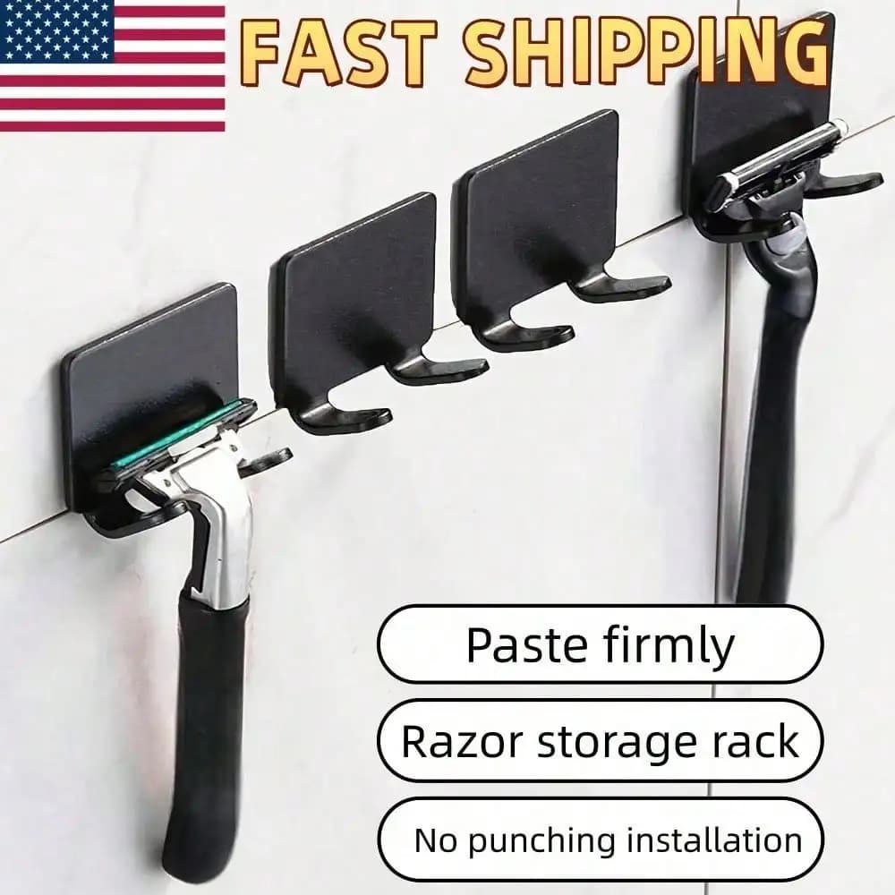 2 ganci da parete in plastica per rasoio/lettino da barbiere, supporto multifunzionale senza foratura per presa di corrente e porta rasoio, e organizer per telefono/borsa per la casa