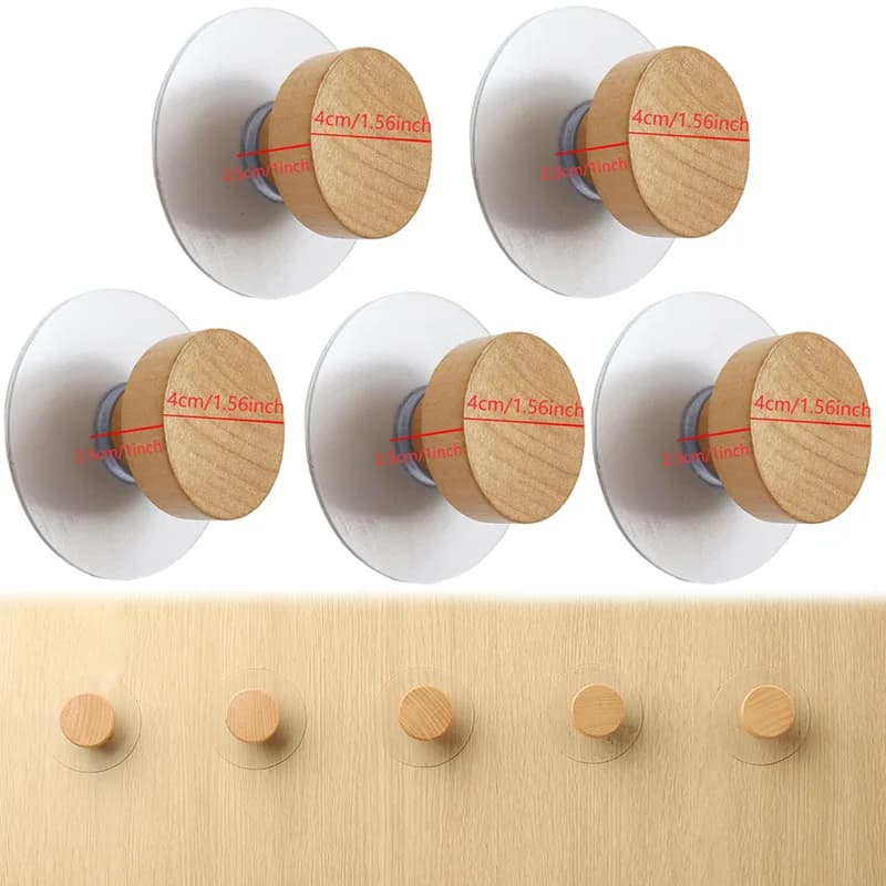 1/2/3/4/5PCS Wooden Hook Geometric Shape Wall Hook Wooden Coat Peg Coat Hanger for Hanging Clothes Hat Scarves and Towel Bedroom