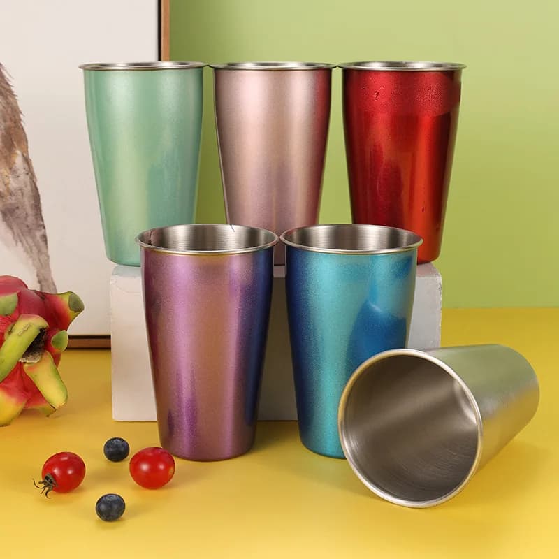 350/500ml 304 Tazza di metallo in acciaio inossidabile Tazze di birra Vino Caffè Per uso domestico Ufficio Bar Viaggi Campeggio Tazze Bere caffè Tazza da tè