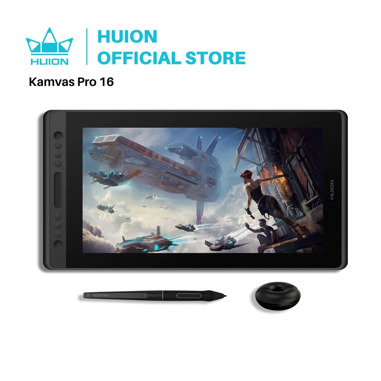 Huion Graphic Monitor Kamvas Pro 16 Tavoletta da disegno Schermo Tavolette digitali da 15,6 pollici Display da disegno con penna stilo senza batteria