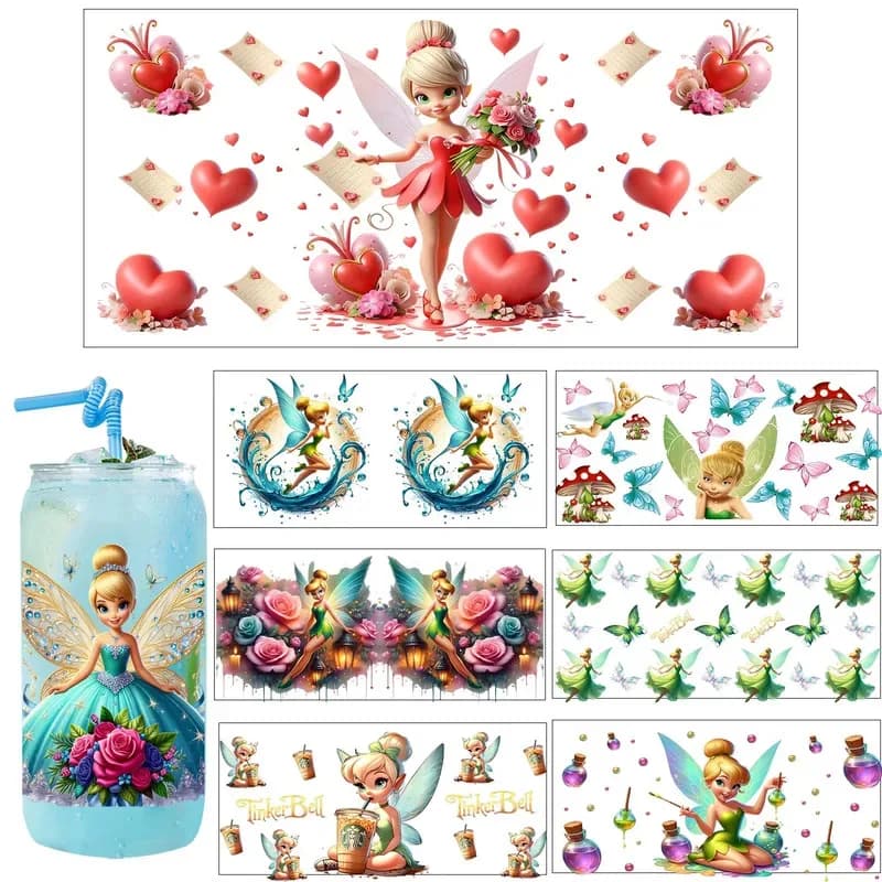 1/5PCS 24 Style Fairy Tales Bell Elf UV DIY Decoration Decals 3D transfers uvdtf tumbler seal stickers 16oz uv dtf cup wraps
