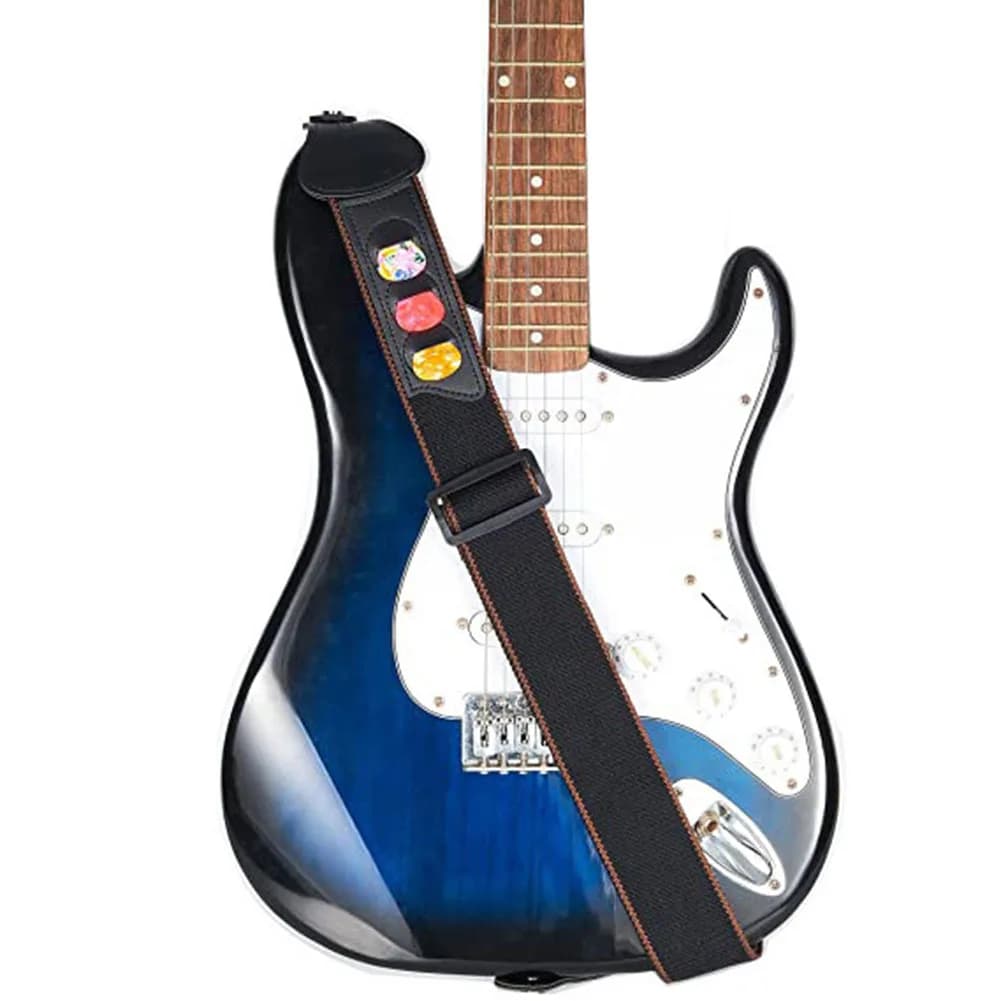Adjustable Guitar Strap For Acoustic Electric Bass Guitar Can Picks Storage Parts Random Guitar Paddles Felt Washers Neck Strap