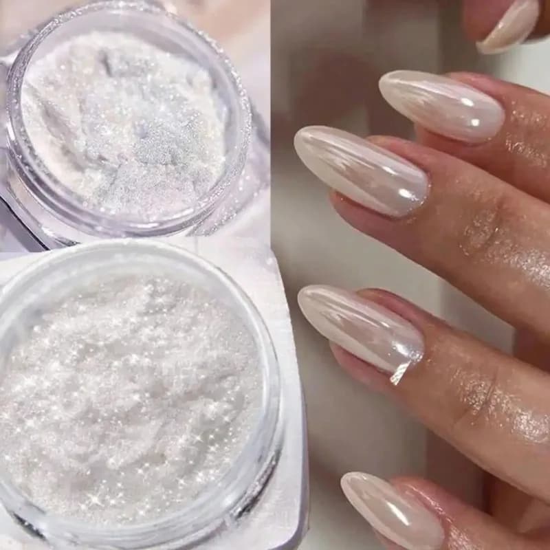 Hot sale Pearl White Nails Glitter Dust Chrome Y2 Moonlight Chrome Powder Pigment For Glazed Donut Nail Art,1pc Eyeshadow Sticks DIY