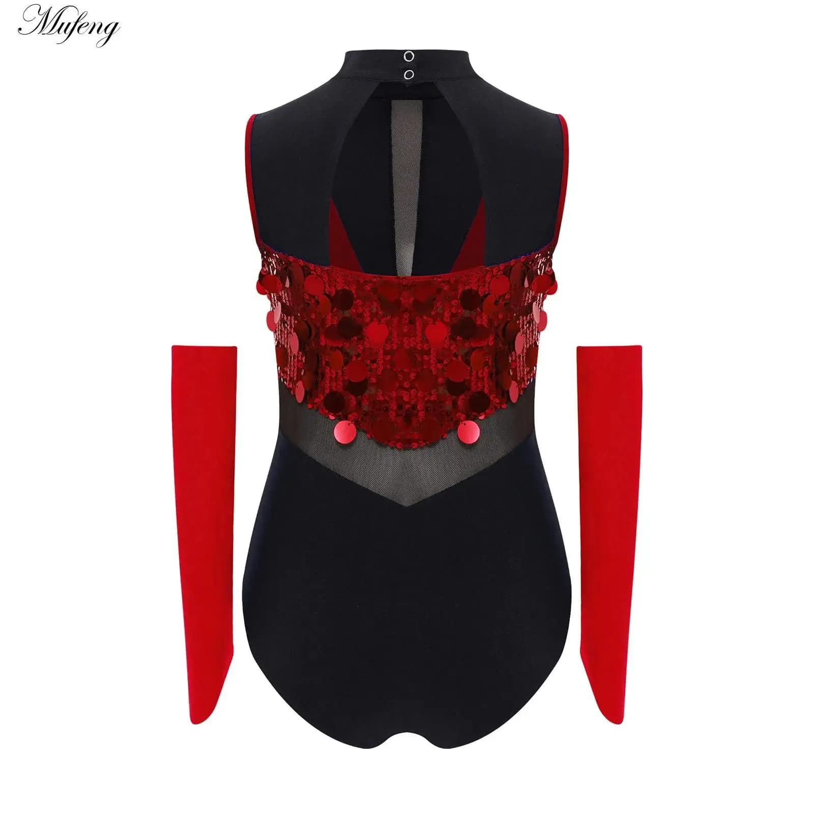 Body per bambina, pattinaggio di figura, danza, paillettes scintillanti, nappe, balletto, ginnastica, acrobazie, danza jazz, body con guanti