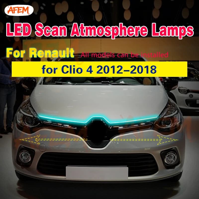 Scan Starting Led Car Hood Light Strip Decorative Lamp Flexible DRL For Renault Clio 4 Daytime Running Lights Headlight Strips