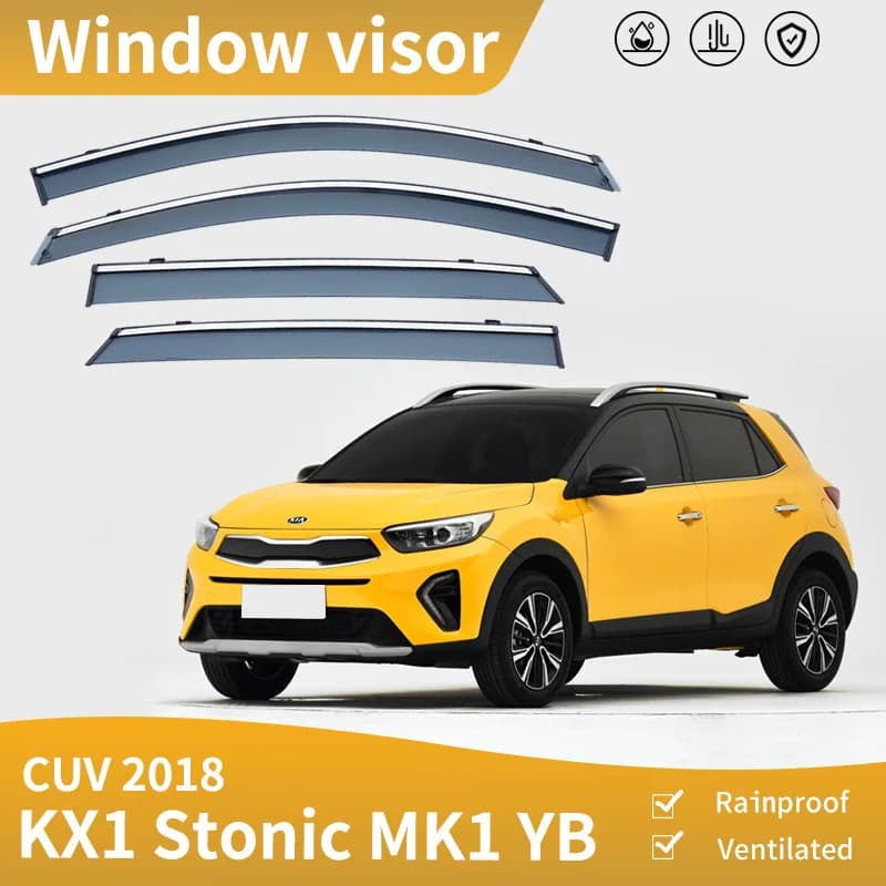 Per KIA Stonic KX1 YB 2018+ Deflettori Finestrini Auto, Tendine Parasole Antipioggia per Finestrini Laterali, Accessori Auto, Styling Auto