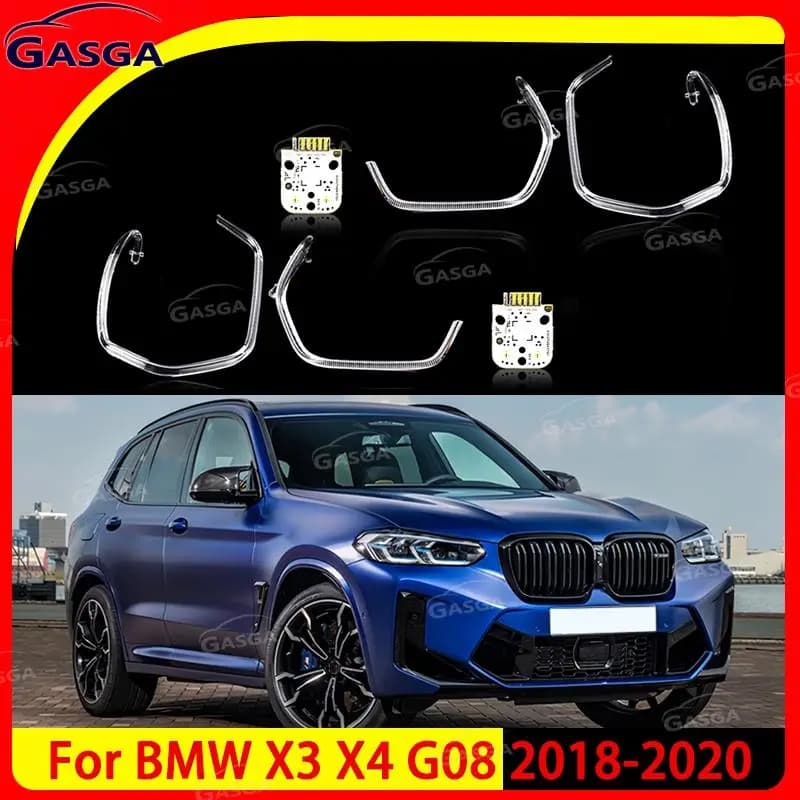 For BMW X3 X4 G08 2018-2020 Angel Eyes Adaptive LED Boards Car LED Angel Eyes Headlight Guide Strips DRL Daytime Running Light