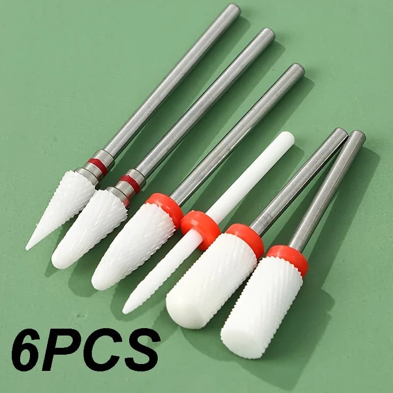 Kit-6 tips for ceramic nail drill, pedicure removal, for acrylic gel, nail polishing tools, manicure tools for nail art