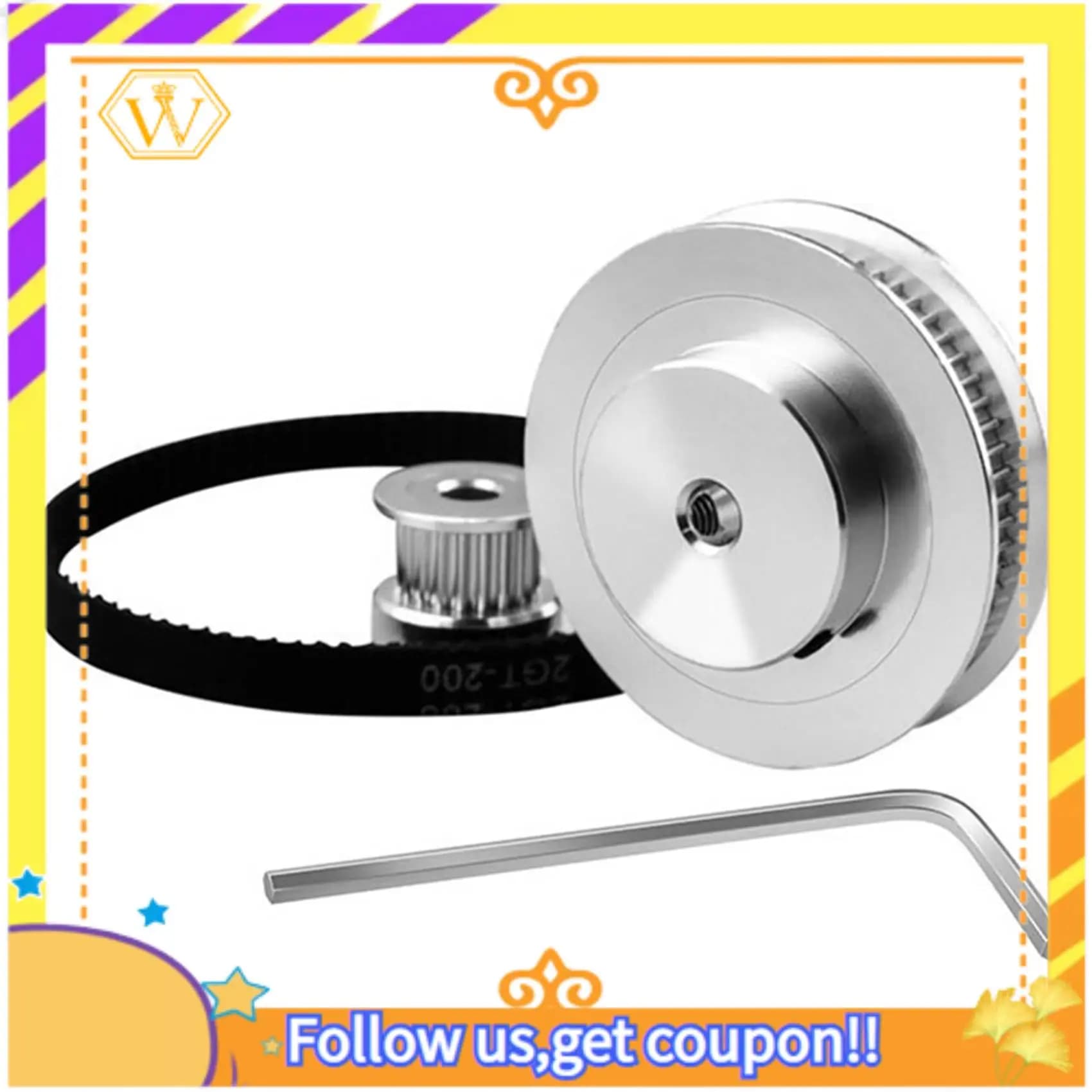 A01K-2X 2Gt Single Wheel 1:3 Reduction Transmission Pulley Model Pulley Belt Mechanic Strap For 3D-200X8x8mm Printer