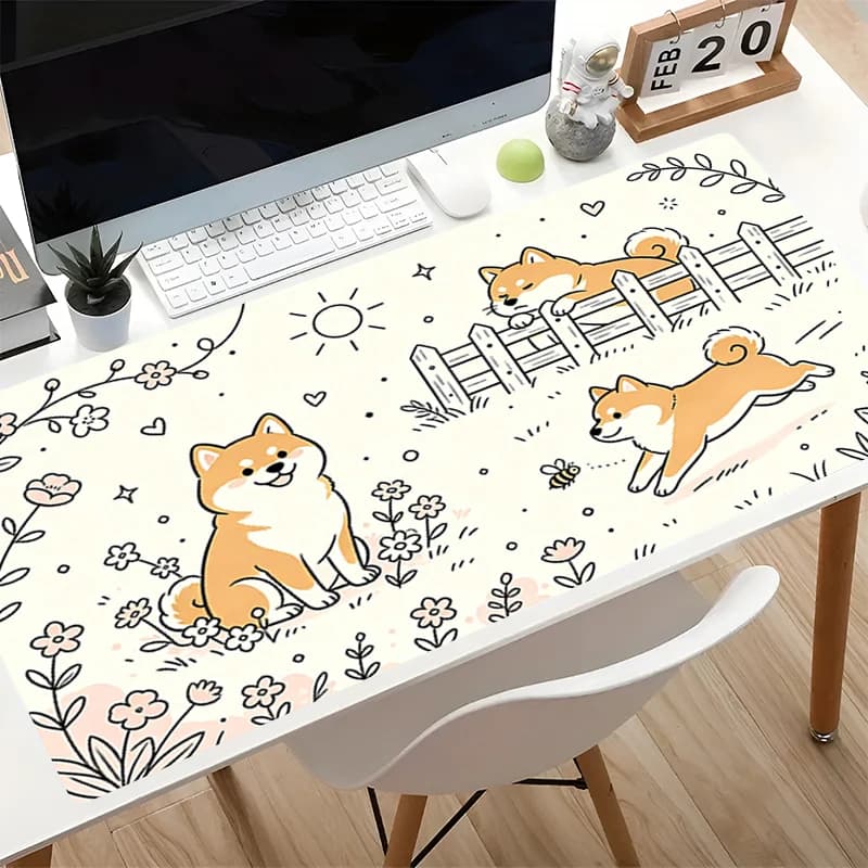 kawaii Mouse Pad Animation Office E-sports Gaming Table Mat Oversized Keyboard Pad Cute corgi Chai Dog Computer MouseMat Cartoon