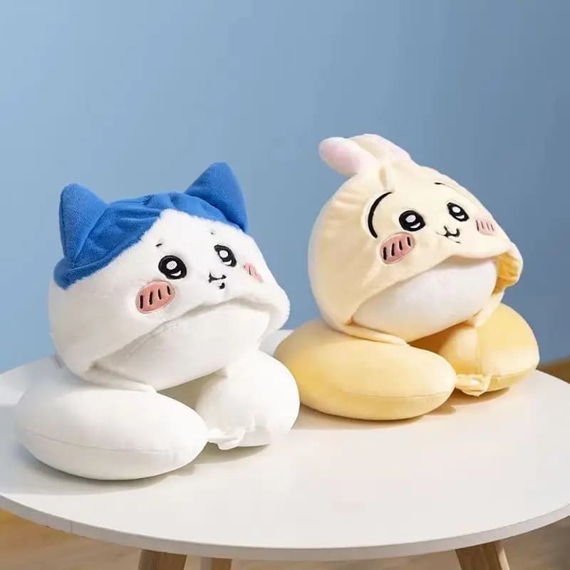 New Girl Usagi Kawaii Cartoon U Shape Hooded Pillow Velvet Toys Girly Heart Travel Headrest Student Hachiware Hachiware