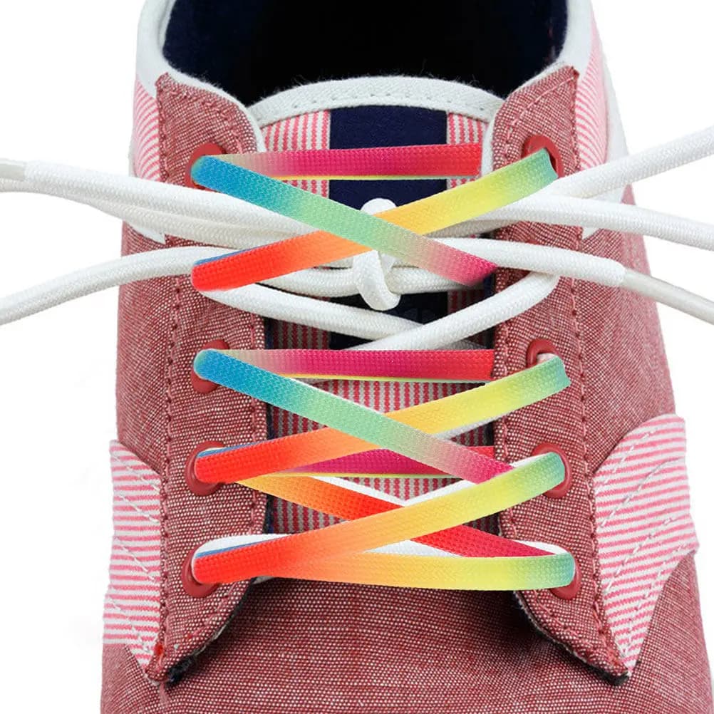 1 Paio di Lacci Colorati per Hockey su Ghiaccio, Lacci Piatti Arcobaleno Sfumati in Poliestere Cerato, Impermeabili, per Scarpe da Pattinaggio, 182 Cm