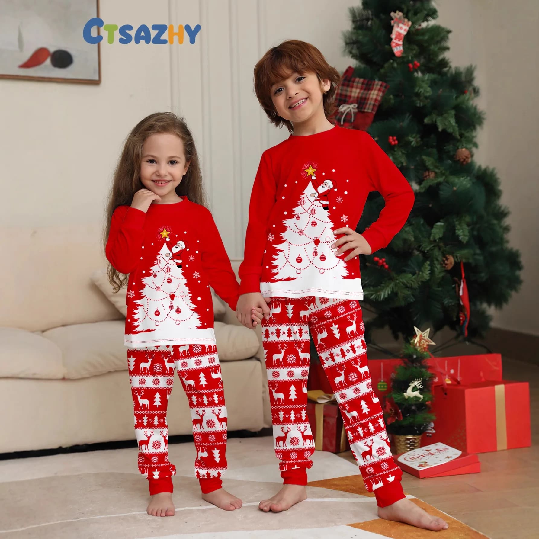 Pigiama natalizio coordinato per la famiglia Completi Pigiama per adulti e bambini Set Top + Pantaloni Indumenti da notte natalizi Tuta per neonato