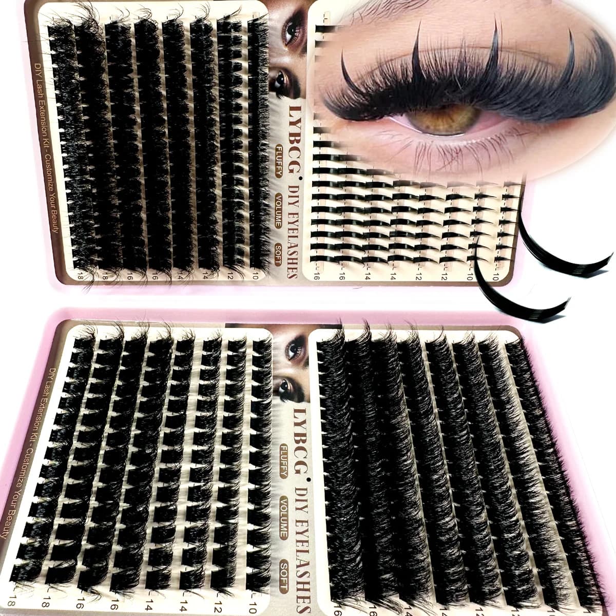 10-18mm Cluster per ciglia super soffici Spikes Lash Individuals Cluster per ciglia D-Curly Cluster per ciglia Kit 4 stili Cluster per ciglia