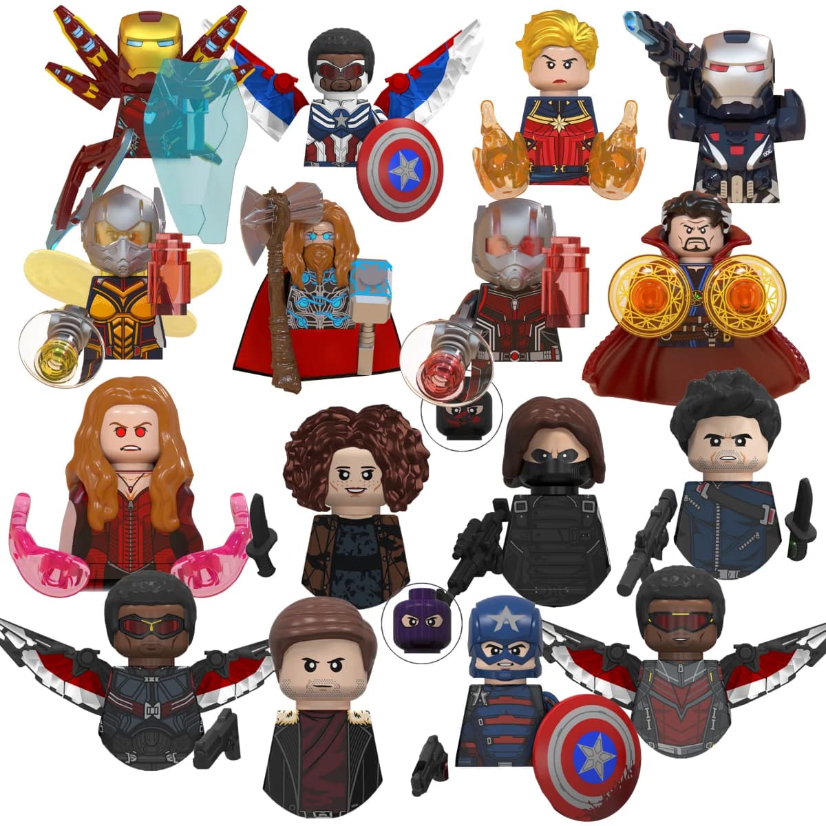 Blind Box Mini Building Blocks WM6117 Figures Big Goblin Spiderman Iron Man Venom Captain Hawk Deadpool Armor Christmas Gift Toy