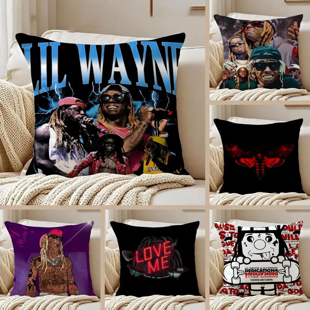 Iconic Rapper Lil Wayne Cushion Cover Pillowcase Anti-dustmite Invisible Zipper Short Plush Sofa Cushion