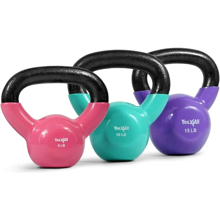 Kettlebell Set of Kettlebell cast iron covered in vinyl with stable flat bottom for full body training Push up Grip Strength Training