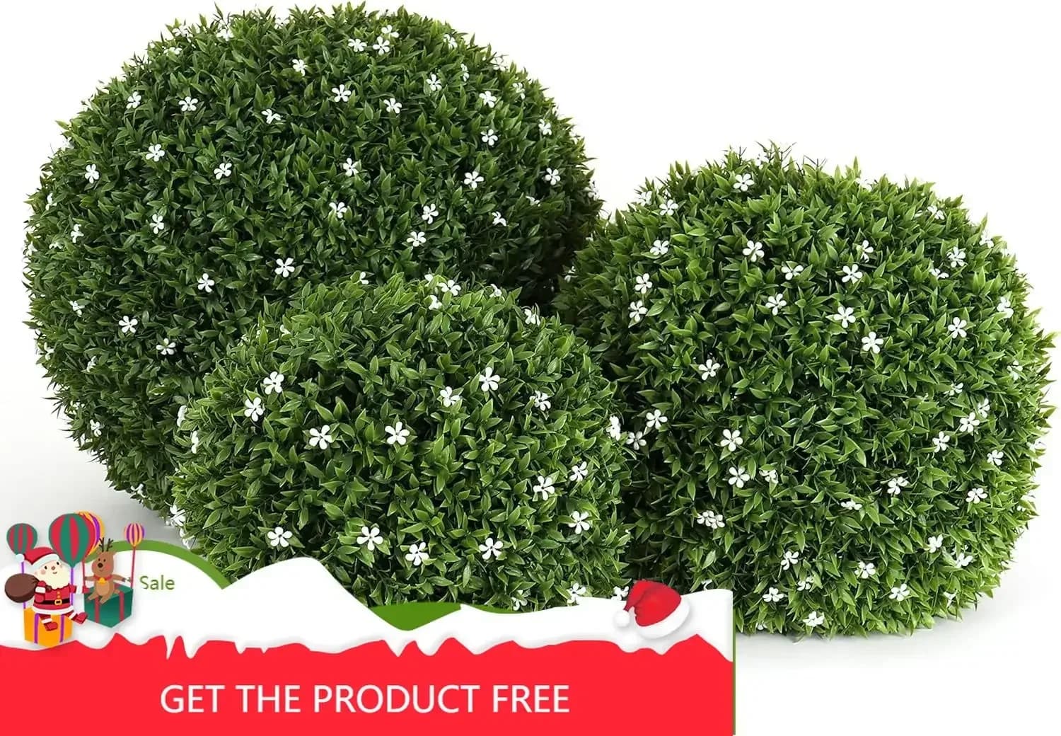 Colorful ball with white flowers - Set of artificial plants - Decoration for weddings and indoor/outside parties - Faux leather