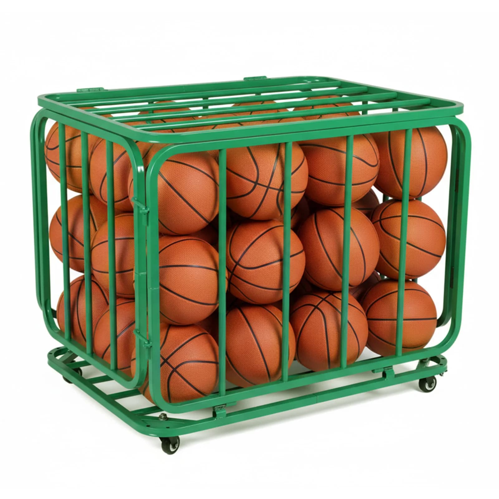 Carrello Portapalloni da Basket o Pallavolo con Ruote e Coperchio, Gabbia per Palloni da Basket per Palestre, Scuole, Club, Interni ed Esterni