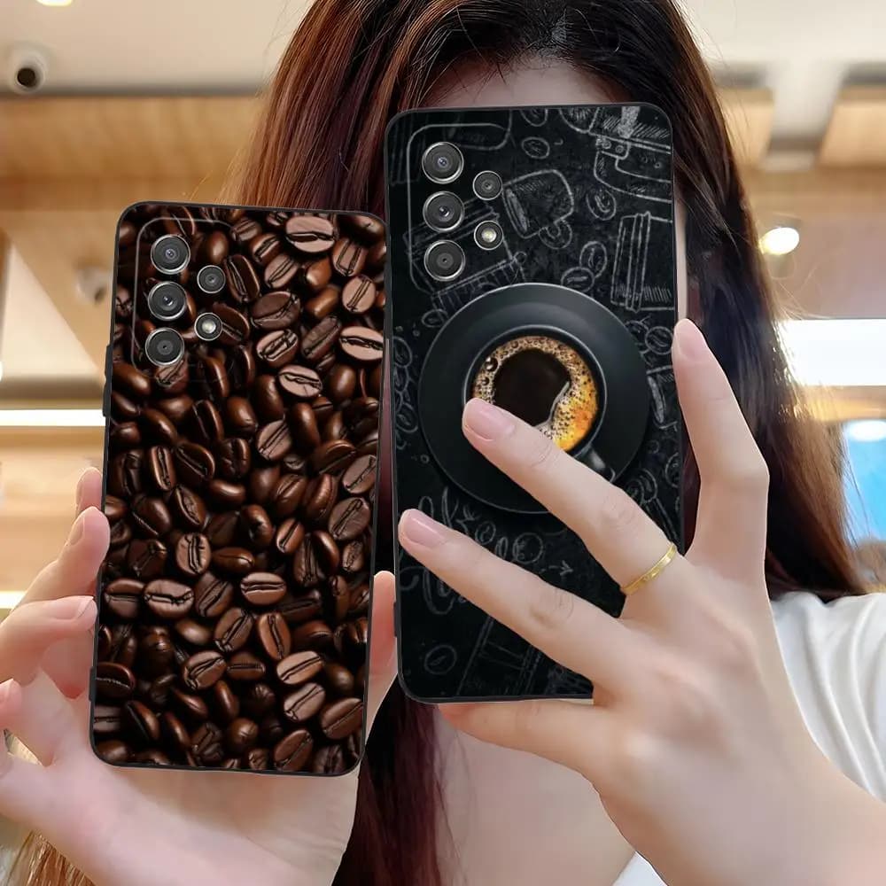 Coffee Beans Phone Case for Samsung Galaxy M55 54 42 35 34 33 32 23 22 15 14 13 12 F55 5G Soft TPU Shockproof Cover