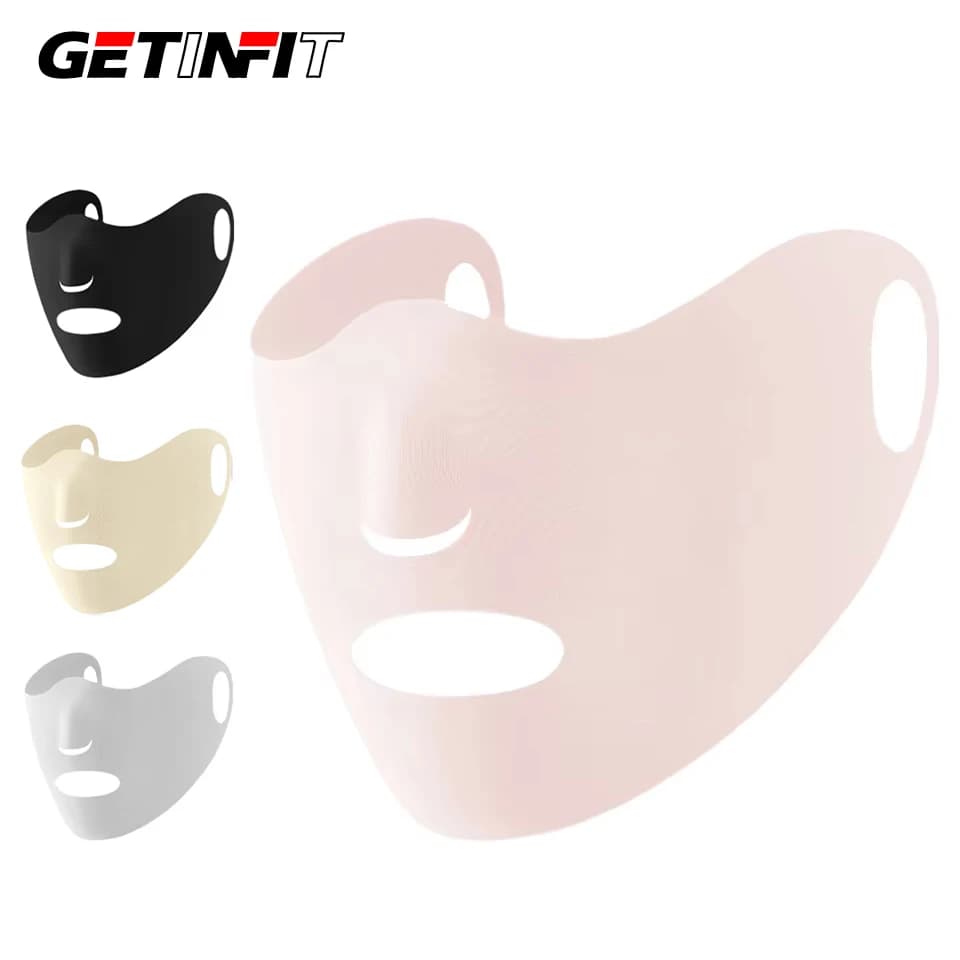 GETINFIT Maschera Estiva Anti-UV a Doppio Strato in Seta Ghiacciata Traspirante Sottile per Ciclismo, Design Senza Cuciture con Elastici per le Orecchie, Unisex