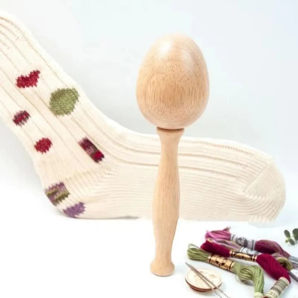 DIY Crafts Sock Darning Kit Weaving Loom Portable Knitting Patch Repairing Tool 50 Color Threads Wooden Base Weaving Loom Kit