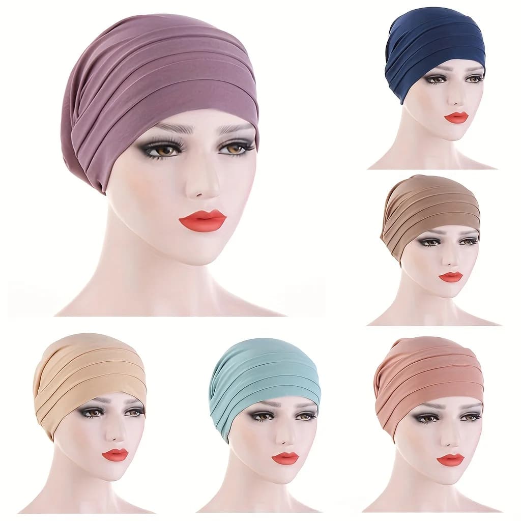 Turbante tinta unita Sciarpa leggera per la testa Ramadan Avvolgente per la testa Berretto elastico traspirante Cappello chemio