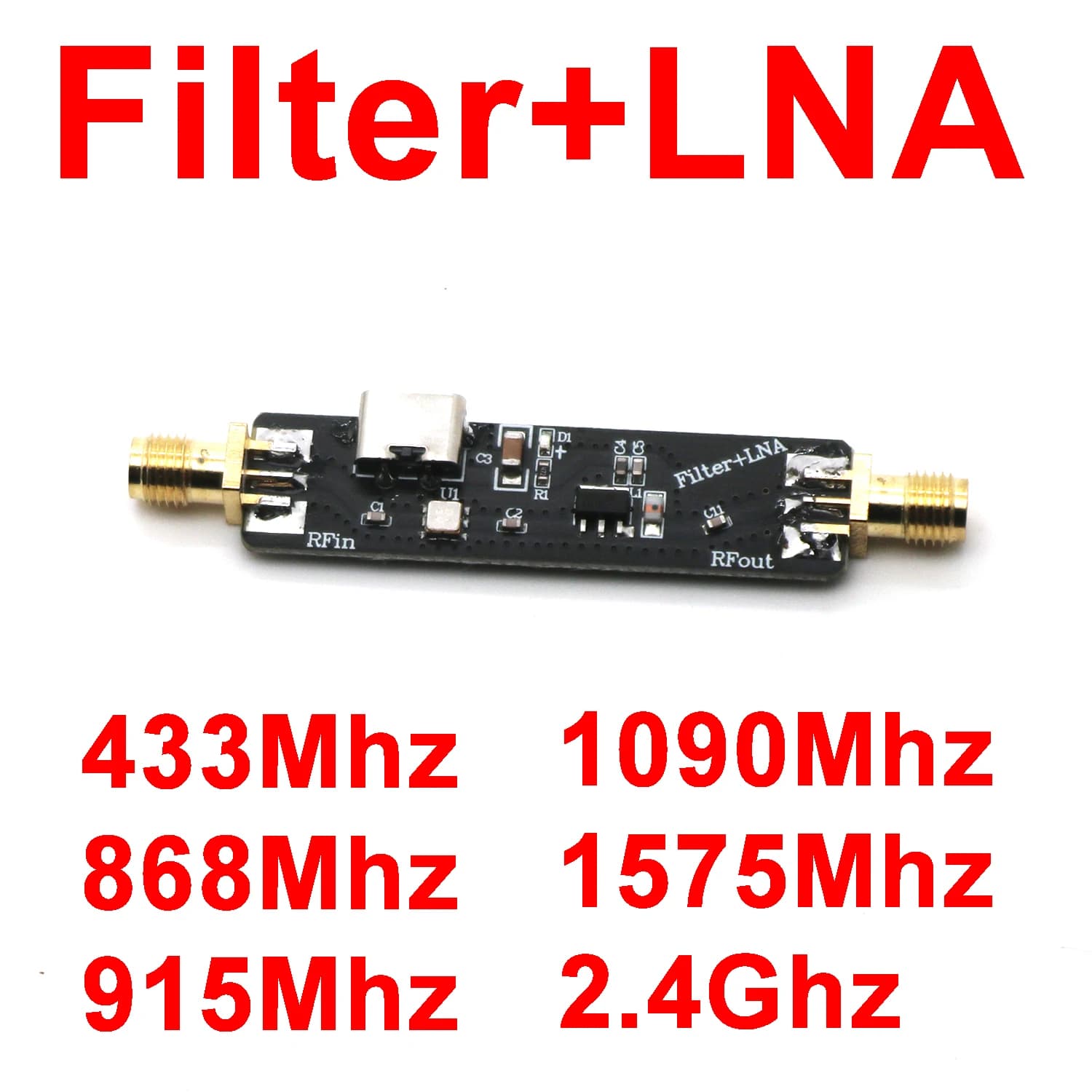 Filtro passa banda + amplificatore a basso rumore LNA 433M 868M 915M 1090M 1.5G 2.4Ghz ricevitore segnale AMP SDR ADS-B WIFI Walkie Talkie LORA