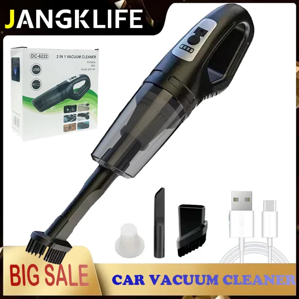 JANGKLIFE Set per aspirapolvere 2 in 1 Mini aspirapolvere per auto ricaricabile tramite USB Kit di pulizia automobilistica per collettore di polveri per uso domestico