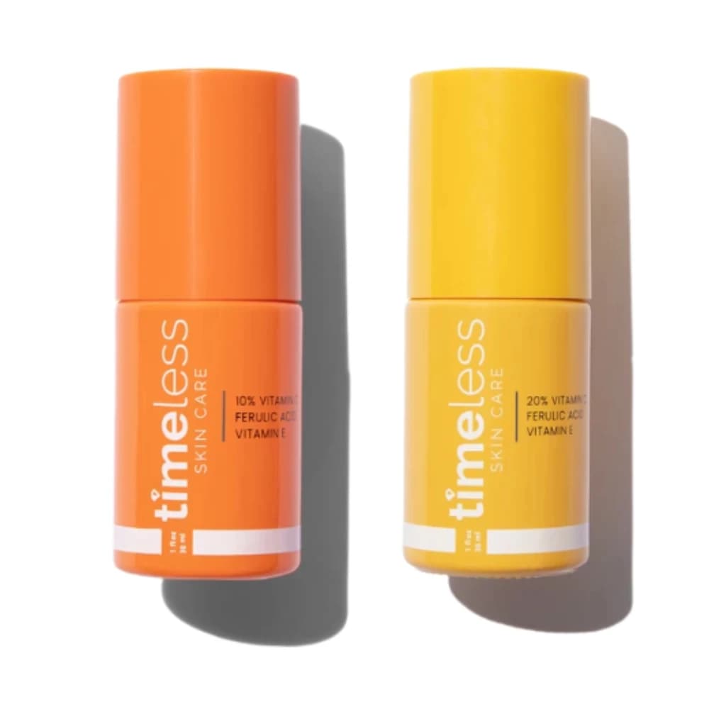 Timeless 10% Vitamin C + E Serum & 20% Vitamin C + E Essence 30ml for Brighten, Antioxidant, Firming, Defend & Smooth Skin