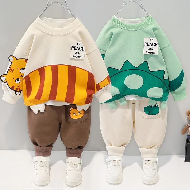 Vestiti per bambini 2026 nuovo set a maniche lunghe per bambini primaverili e autunnali, orsacchiotto per bambini maschi e femmine in due pezzi casualsports