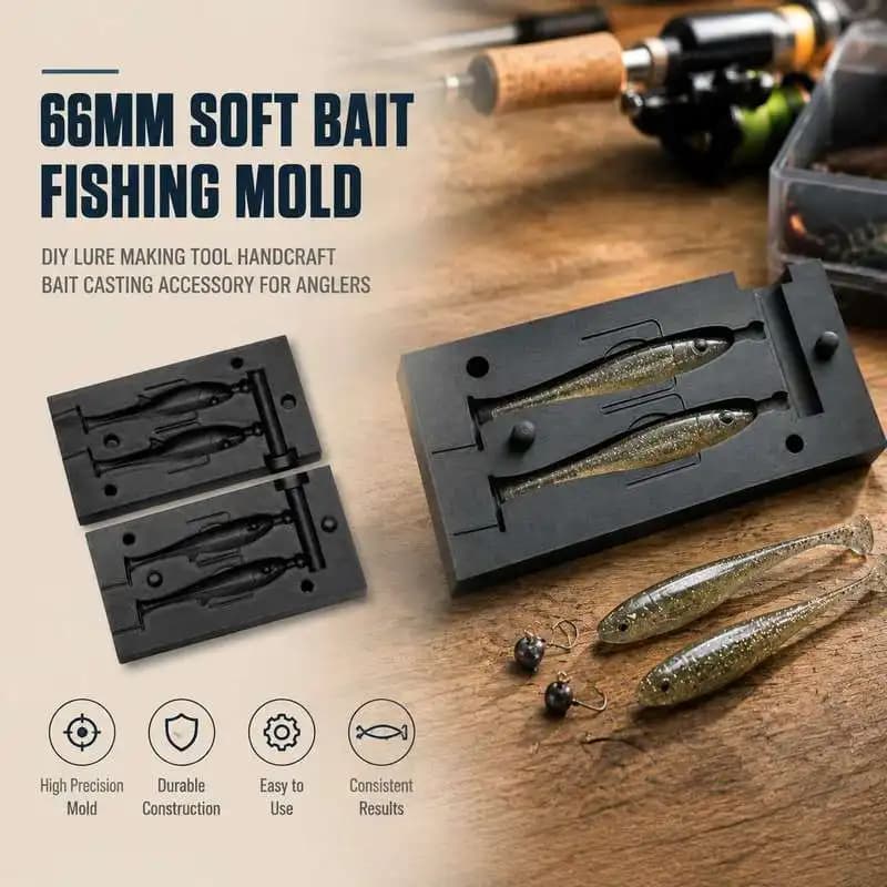 66mm Soft Bait Fishing Mold Handmade Lure Making Tool For DIY Soft Lure Bait Craft Accessory