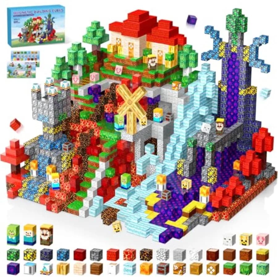 Set di Blocchi Magnetici per l'Apprendimento STEM: Piastrelle in Plastica Colori Arcobaleno con Forte Forza Magnetica Ideali per Impilare e Costruire