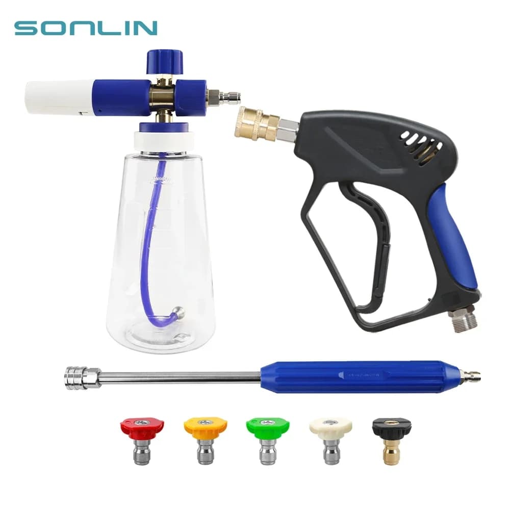 4500psi Electric Pressure Washer Snow Foam Cannon Set for Car Detail with Extension Wand M22-14 Thread Connector