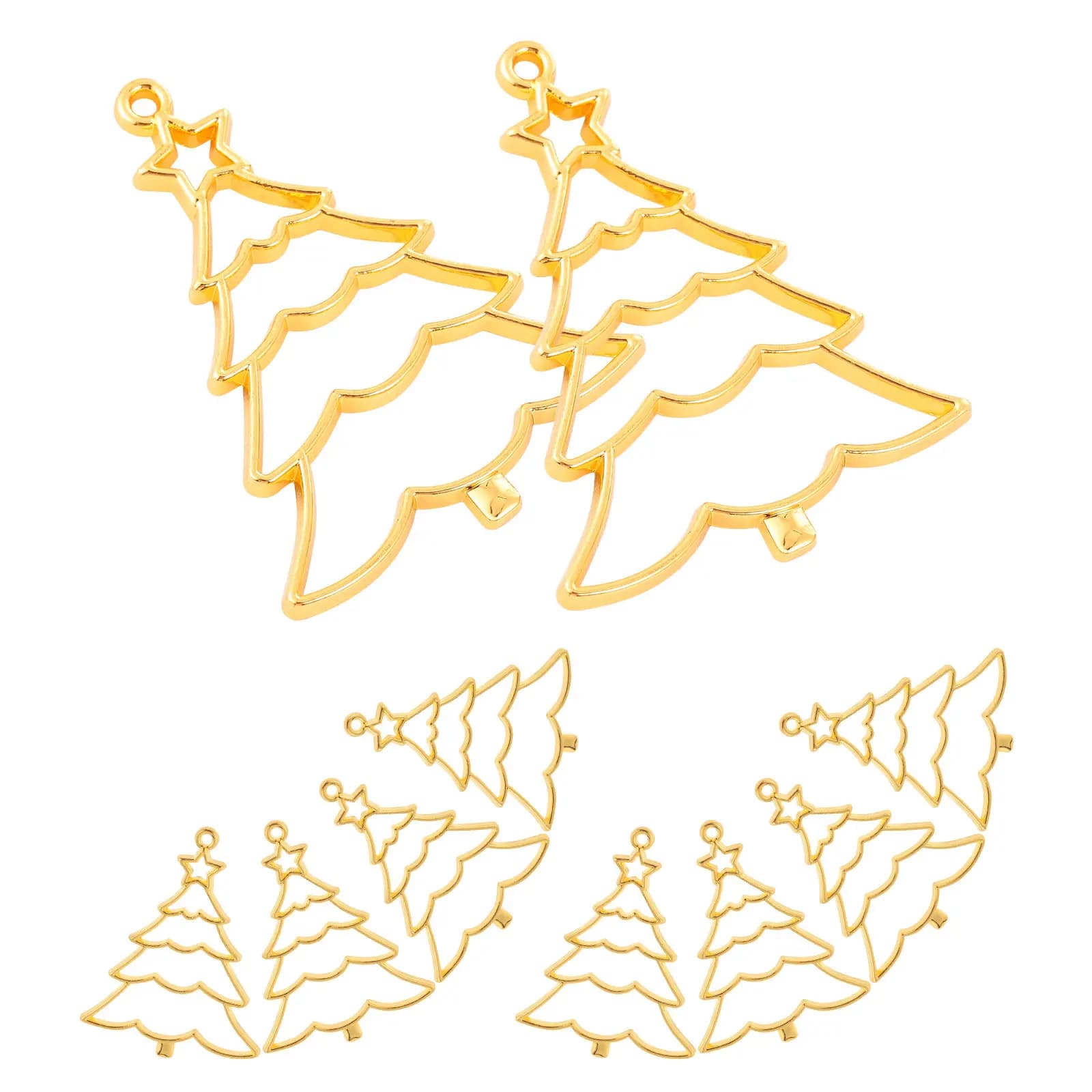 10pcs Christmas Tree Metal Frame Epoxy Resin Pendant Charms for DIY Jewelry Making Crafts Accessories Alloy Charm