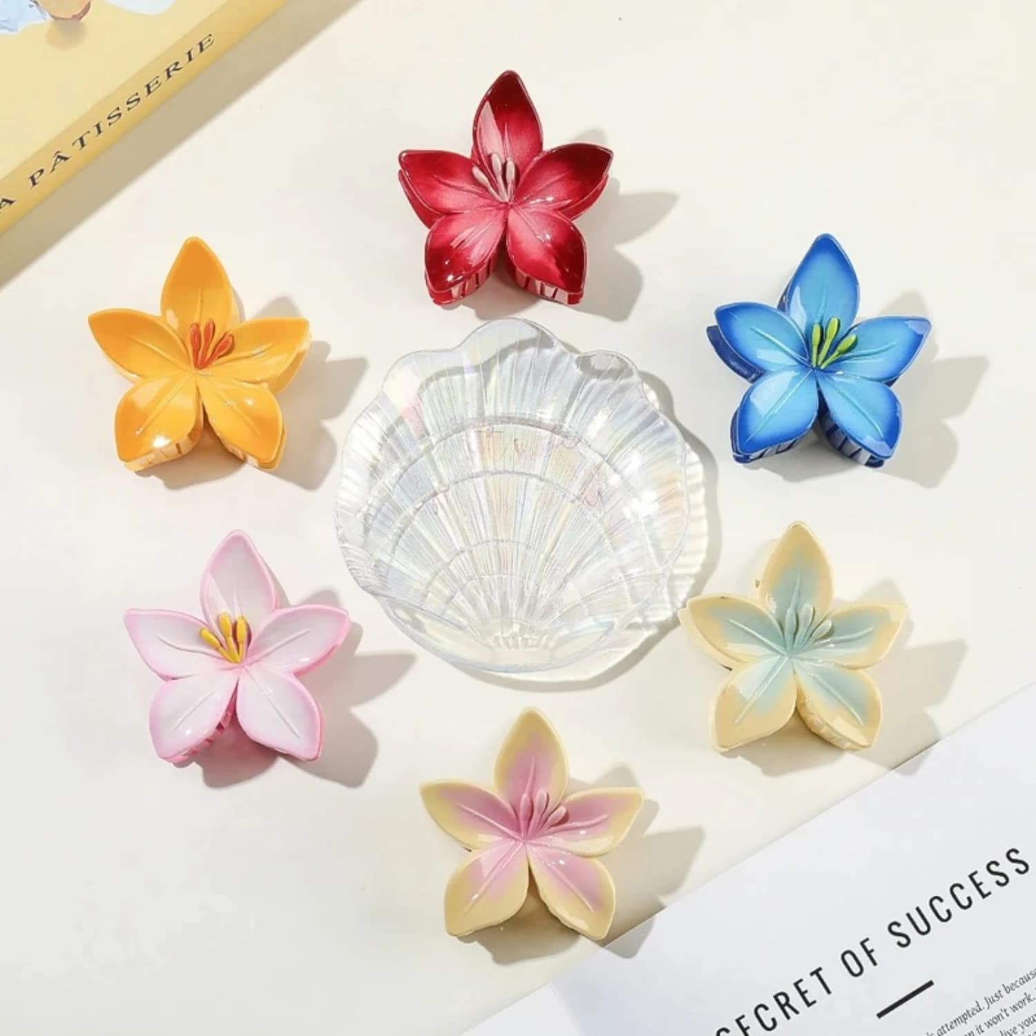 6PCS Vacation Egg Flower Hair Clips Hawaii Beach Hair Claws Bohemian Hairpin for Women Girls Dopamine Y2K Hair Accessory