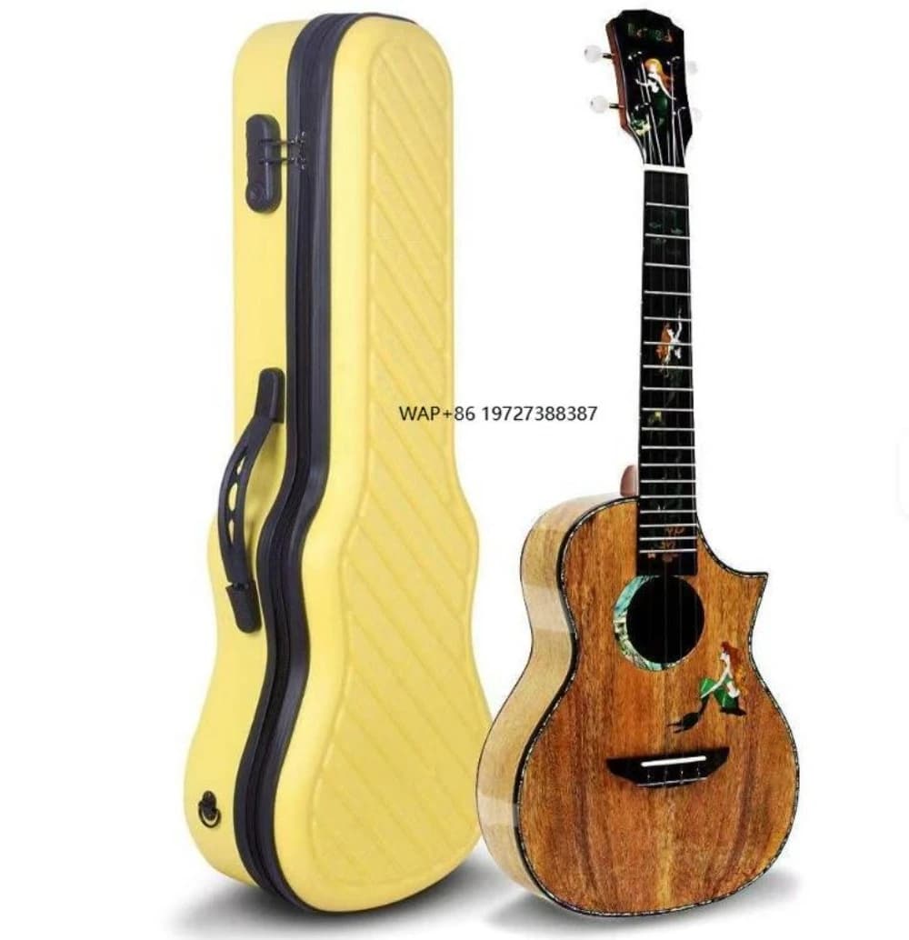 Sirena 26 pollici Ukulele acustico All-Single Board Legno Senga Legno di mango Corda di nylon Piccola chitarra con retro/laterale in acero