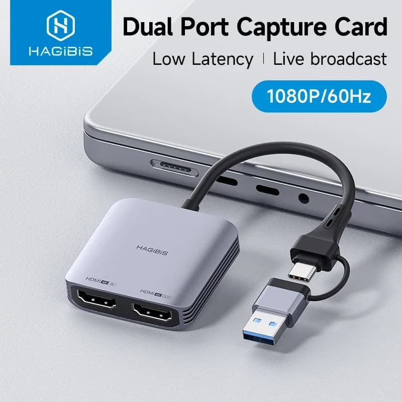 Scheda di acquisizione video Hagibis Compatibile con HDMI con scheda di registrazione USB A/C 1080P con uscita loop 4K per Switch Xbox Ps4/5 Streaming live