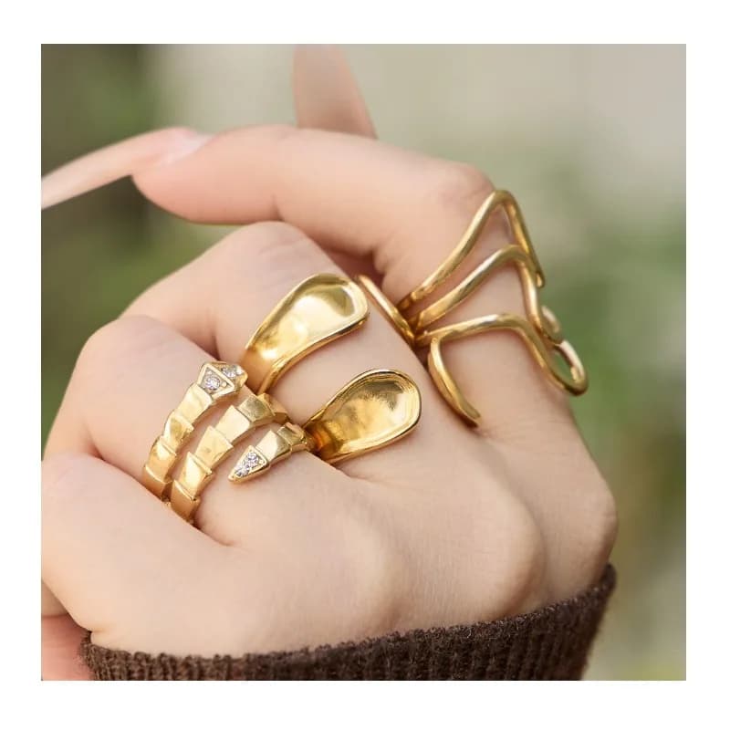 Anello Geometrico con Micro-incastonatura di Zirconi, Design di Nicchia, Combinazione di Anelli alla Moda, Gioielli in Acciaio Inossidabile Semplici e di Lusso Leggero