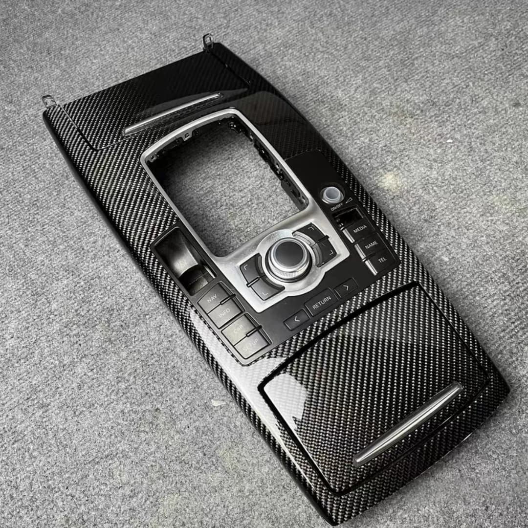 Per Audi A6 C6 2005-2011 Console centrale in fibra di carbonio Scatola di immagazzinaggio del cambio Accessori di sintonia interni per auto di ricambio