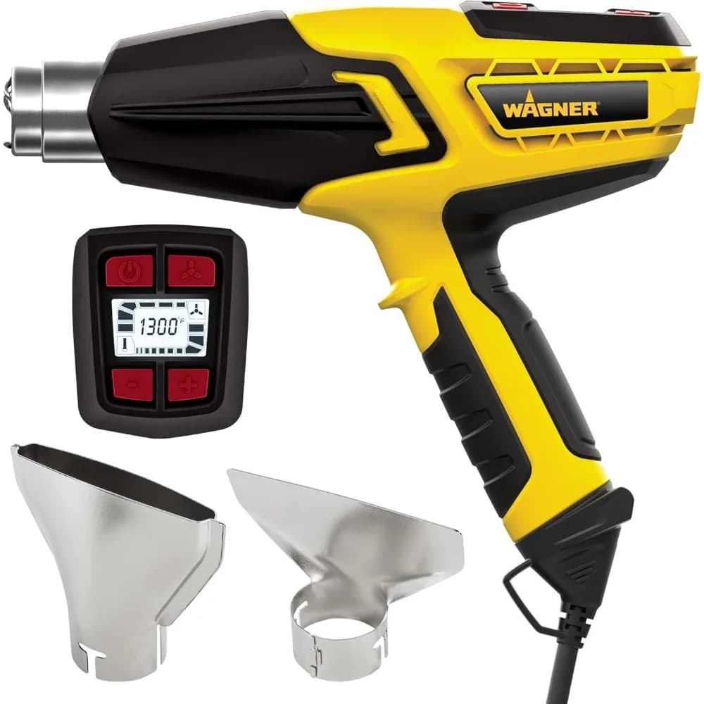 Pistola Termica Digitale con 2 Ugelli, Temperatura Regolabile da 125 a 1300 Gradi per Rimozione Vernice, Piegatura PVC, Lavorazioni Artigianali