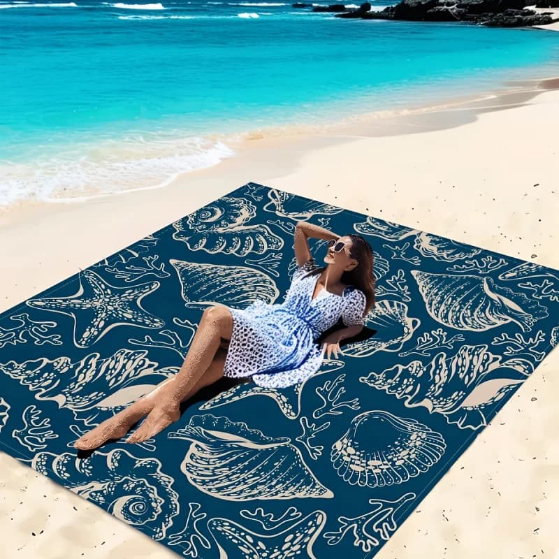 Tappetino da Spiaggia VIKAMA a Forma di Stella Marina, Impermeabile, Antiscivolo, Pieghevole, per Campeggio, Picnic, Viaggi e Yoga