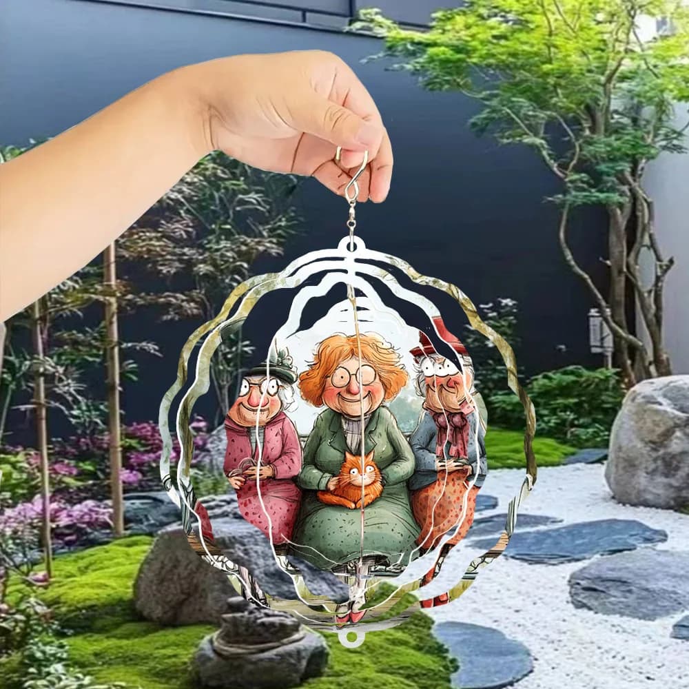 1pc Nostalgic Style Bench Elderly Wind Chime, Serene Courtyard Decorative Hanging Ornament,Large-Sized Outdoor Bird Repellent