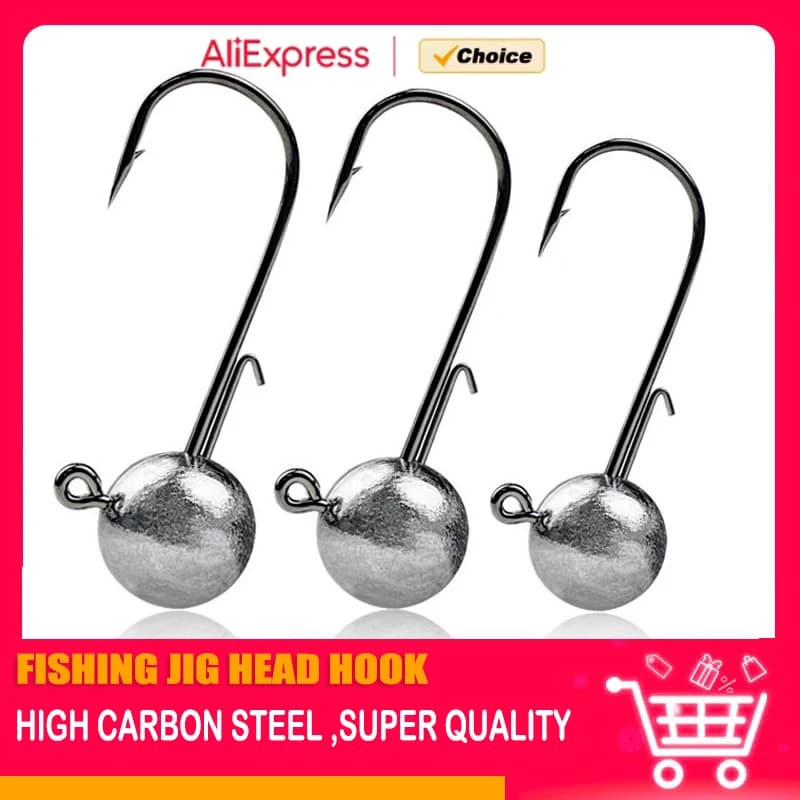 1g 2g 3g 4g -20g of all sizes fishing jig head hook for worm soft bait, round head crank jigging hooks