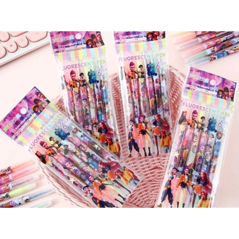 Penna Fluorescente Kpop Witch Hunt, Pennarello a Doppia Punta con Design Cartoon, Regalo di Cancelleria per Studenti, Consegna Rapida