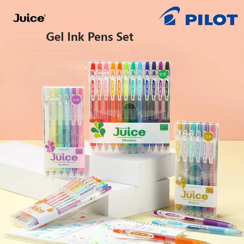 Set di penne gel per succo pilota, penne con segni colorati in gelatina multipunto, anche con uscita dell'inchiostro, scrittura fluida, disegno per esami di cancelleria per la scuola